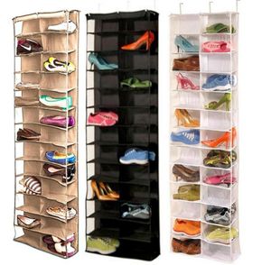 Hushåll Användbar 26 Pocket Shoe Rack Storage Organizer Hållare Folding Door Closet Hanging Space Saver med 3 Color9479259