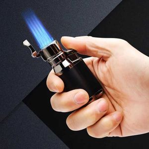 4 Jet Torch Blue Flame Cigar Lighter Tobacco Smoking Accessories Refillable No Gas Butane Cigarette for Man