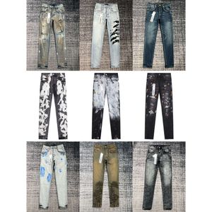 Herrenjeans: Pruple Jeans, schwarze Frachthose, Designer dünn, leichte Wäsche, Riss, Motorrad, Jogger, lässig