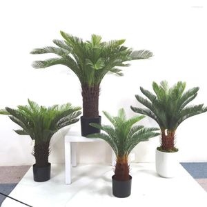 Flores decorativas 90/110/140cm Artificial Cycas Revoluta Árvore Falso Sagu Palm Bonsai Plantas verdes tropicais Home Office Jardim Piso em vaso