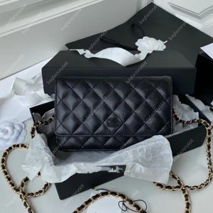 10a Top Quality Classic Chain Wallet 19cm Black Leather Crossbody Bag Caviar Woman Shoulder Bag Fashion Designer Väskor High-End Lady Cosmetic Purse With Box C007 Purse
