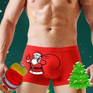 Underbyxor kreativa roliga män jul underkläder andas bekväma boxare trosor man mode jultomten sexiga shorts gåvor