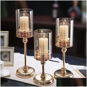 Velas Europeia Retro Candlelight Jantar Adereços Luzes Românticas Decorações de Castiçal Luz Luxo Candelabros Americanos Dr Homefavor Dh6Zs