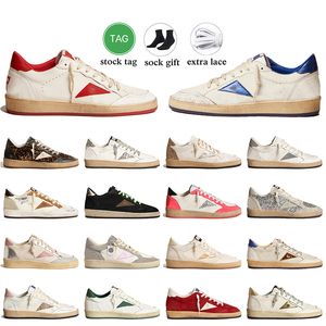 Wholesale Low Top Designer Casual Shoes Ball Star Women Mens Leather Upper Trainers Italy Brand Handmade Silver Gold Glitter Suede Star Loafers Vintage Sneakers