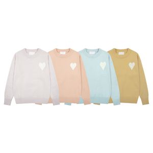 Kvinnors tröja Autumn and Winter New Macaron Color Love Jacquard Men's and Women's Loose Crew-Neck tröja