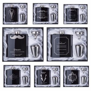 Hip Flasks Groomsman gift Personalized Engraved 6OZ Hip Flask 18/8 Stainless Steel With White Black Box Gift Wedding Favors 231207