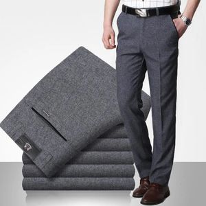 Herrbyxor Spring Autumn Business Casual Fashion Solid Gentle Thicken Trousers Man Brand Suit Pant Black Blue Grey 231207