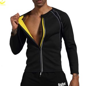 Mężczyźni Neopren Kurtka odchudzająca Top potu z długim rękawem do tłuszczów Burner Szybki poce Body Shaper Cienka Thermo Sport Shirt