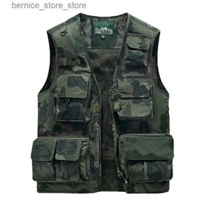 Gilet da uomo Gilet da uomo Gilet da esterno Giacche da arrampicata Pesca multi-tasca Fotografia Mesh Cappotti traspiranti Taglia 6XL Q231211