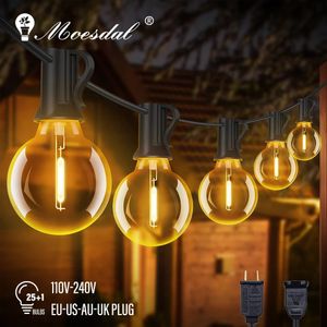 Noel dekorasyonları 50ft LED G40 Ball String Lights Su Geçirmez Açık Bahçe Çelenk Dışları Işıkları Teras Garden Pub Noel Partisi Dekorasyonu 231207