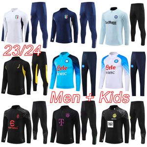 イタリアトラックスーツ2023 2024 ACバイエルンズメンズキッズフットボールトラックスーツキット23 24ナポリJuve InterReus Men Shorts Boys Soccer Training Suit Milan suventuses Child Sets