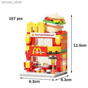 Bloklar DIY Mimarlık Mini Şehir Mağazası Sokak View Food Snake House Yapı Blokları Klasik Film Model Oyuncaklar Çocuklar İçin Kız ve Erkek R231208