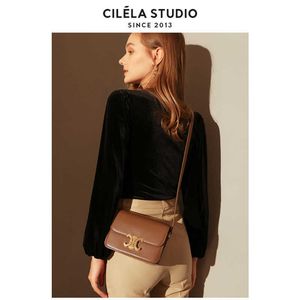 Rechtliche Kopie Deisgner Celins's Bags Online-Shop Tofu Bag Triumphal Arch Women's Black Gold Small Square 2023 Frühling/Sommer Neue Single Shoulder Crossbody
