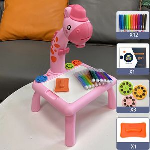 Drawing Painting Supplies Children led projector drawing table toy painting set educational board learning tools toys for children 231207