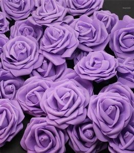 10pcs100pcs Purple PE Pianka Rose Flower Głowa Sztuczna róża do domu dekoracyjne wieńce kwiatowe przyjęcie weselne dekoracja 12224M6667367