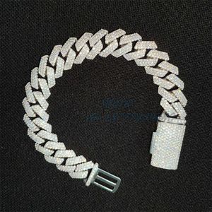 14mm Hip Hop Jewelry Cuban Armband för kvinnor Luxury Moissanite Diamond Cuban Link Custom Hip Hop Necklace Pass Diamond Test