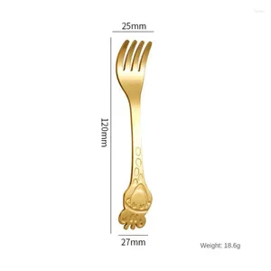 Garfos fáceis de limpar Garfo de frutas Colher versátil e seguro para crianças. Sopa animal fofa de talheres de aço inoxidável durável