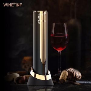 Bar Tools High tech Automatic Electric Wine Corkscrew Cordless Bottle Opener Accessory with Stand Foil Cutter Gift set 231206
