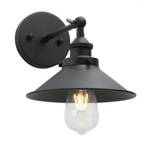 Wall Lamp Phansthy Industrial Sconce Light Vintage Style 1-Light 8.1 Inches / 20.5 Cm Diameter Metal Shade (Black)