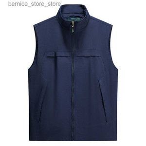 Gilet da uomo estivo traspirante nuovi uomini tattico escursionismo gilet da pesca mens fotografo gilet maglia cargo senza maniche giacca strumento gilet 5XL Q231208