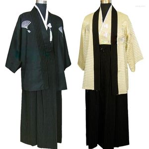 Этническая одежда, мужское традиционное японское кимоно самурая с Оби Юката Хаори, костюм на Хэллоуин, сценический национальный 90