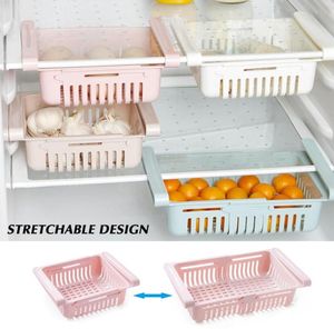 Ajustável stretchable geladeira organizador gaveta cesta geladeira pullout gavetas espaçador fresco camada rack de armazenamento cozinha 5543050