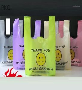 Opakowanie prezentów 50pcs plastikowe torby na zakupy torby kamizelki z uchwytem supermarket sprzedaż detaliczna przezroczystą ocenę 162225839