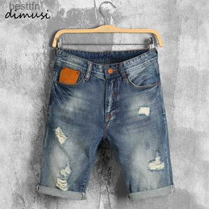 Jeans masculinos disi mens de jeans novo verão de verão, comprimento de joelho regular, curto berda masculina hole rippe jeans shorts 38 40 ya620l231208