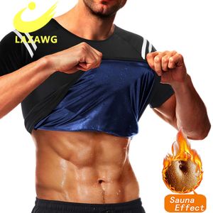 Men Sauna Suit Heat Trapping Shapewear Sweat Body Shaper Vest Slimmer Compression Thermal Top Gym Fiess Workout Shirt