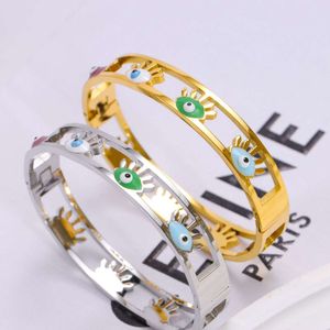 Hot Selling New Titanium Personalized Eye Devil's Eye Stainless Steel Drip Oil Fashionable Bracelet for Women