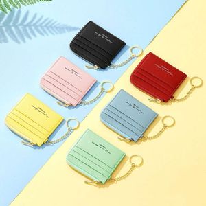 Wholesale Wallet Womens Card Case Purse Keychain Mini PU Multi Cards Holder Portable Wallets Cute Female Student Storage card Bag