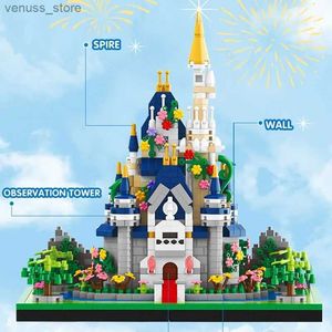 Bloki bloków budulcowych zamku księżniczki Model Pink Blue Church City Classic Cartoon Bricks Construct