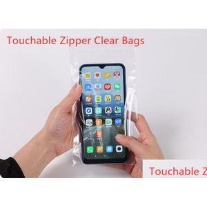 Pacotes de caixas de telefone celular Touchable Clear Moistureproof Dustproof Pe Bags OPP Embalagem Zipper Pacote Impermeável Saco Selado Disposabl Dhils