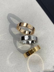 Original logotypgrave manschett diamant kärlek ring 18k guld silver ros 316l rostfritt stål ringar kvinnor män älskare bröllop smycken lady party