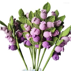 Decorative Flowers 5 PCS Purple Blueberries Artificial Furit Flower Bouquet Arrangement DIY Birthday Wedding Gift High Quality Handmade