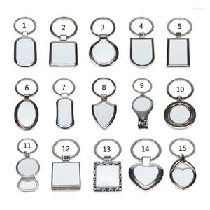 Chaveiros 15 formas sublimação transferência de papel em branco diy metal redondo chaveiro calor imprensa po jóias personalizadas fazendo smal22282y