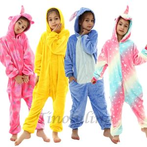 Rompers Boys Girls Panda Stitch Kigurumi Pajamas Children Kids Unicorn Totoro Cartoon Onesies Animal Pyjamas Sleepwear Anime Costume 231208