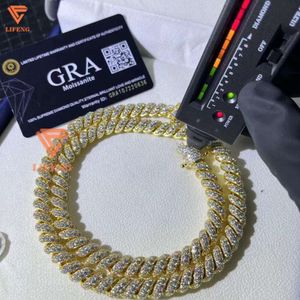 Lifeng Jewelry Pass Tester Diamond 9 mm D VVS MOISSANITE ROPE Łańcuch lodowy 925 Srebrny Naszyjnik Hip Hop