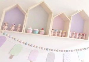Sypialnia półka ścienna DIY Oryginalna drewniana półka do przechowywania organizacja huśtawka półka do domu dekoracje dla dzieci dekoracja ścienna t223039101246