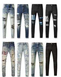 Pants Mens Women's Fashion New Jeans, Classical Embroidery Lettering, Ami Famous Italian Brand, Streetwear, Stretch,ri Slim Fit Straight Leg Biker Jeans, D2 Top Quality