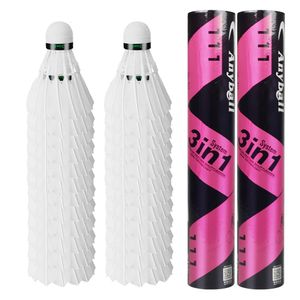 Badminton Shuttlecocks 24PCS Anyball 111 3in1 trening trwały Hybird Feather Birdie