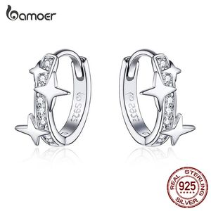 Hoop Huggie Small Hoop Earrings Gold Huggie 925 Sterling Silver Clear CZ Universe Galaxy Earrings For Girl Gifts Jewelry BSE076 231207