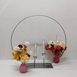 Metal Candelabra Akrilik Mum Tutucular Yuvarlak Düğün Masa Centerpieces Çiçek Standlar Yol Kurşun Parti Dekorasyonu IM1236