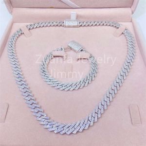 925 Sterling Silver Solid Silver Customized Unique Design 10mm Two Row Vvs1 Moissanite Diamond Men Cuban Link Chain