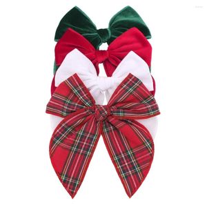 Accesorios para el cabello Lazos navideños para niñas pequeñas Bebé Mamá Terciopelo Fábula Arco Clips Navidad Cuadros Rojo Verde