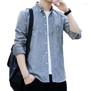 Men's Casual Shirts Men Oxford Shirt Dress Long Sleeve Solid Male Clothing Fit Business White Blue Navy Red Spring Summer