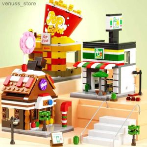 Blocchi City Street View Mini Building Blocks Bomboniere per bambini con Burger Flower Pizza Shop Regali creativi Real Design R231208