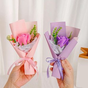 Decorative Flowers Artificial Rose Hand Holding Soap Flower Bouquet Wedding Home Decor For Valentine'S Day Gift Birthday Present Party