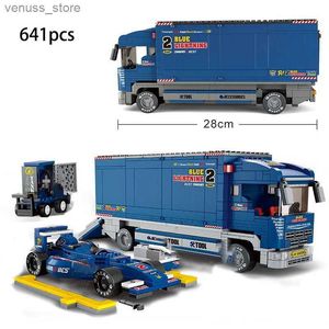 Blocchi City Container Truck Veicolo Immondizia Serbatoio dell'olio Set di lavaggio Modello Building Blocks Mattoni Giocattoli per bambini Van Carriage Vano Kit Bus R231208