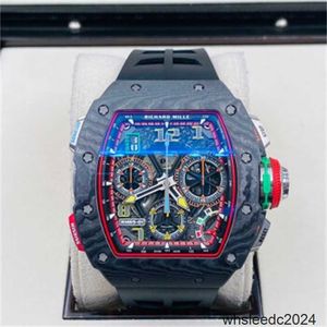 Swiss Wristwatch Richardmill Automatiska klockor Richardmill Watch Men's Series RM65-01 NTPT Dual Needle Tracking Timer utrustad med snabbkedjor Herrklocka HBD0